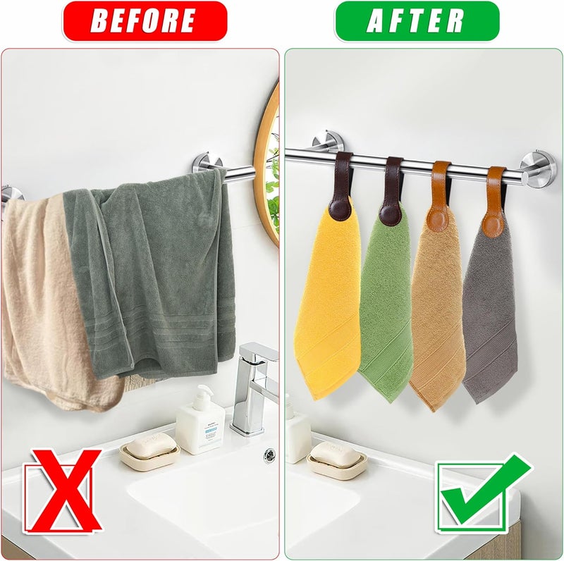 Sozize Leather Magnetic Kitchen and Bathroom Towel Clips for Oven Handle, Towel Rods or Racks (2, Light Brown) - Image 5